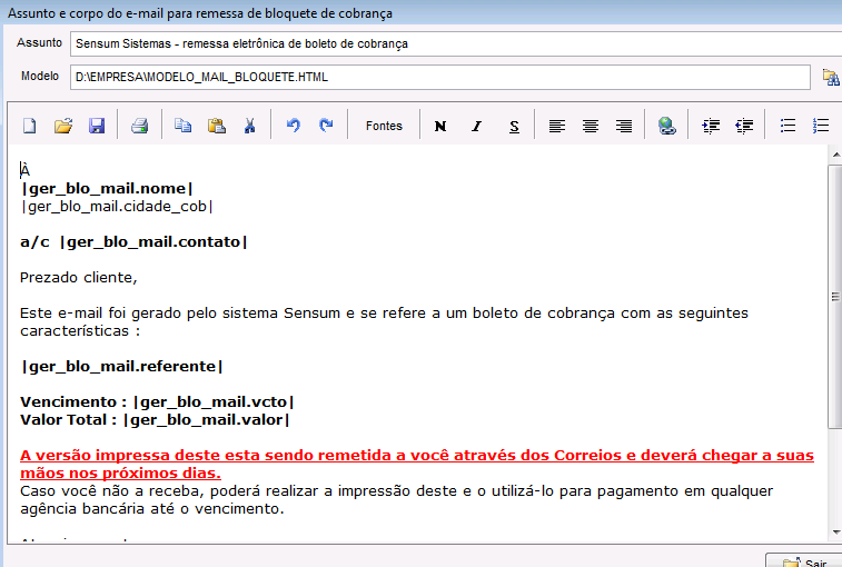 Como enviar boletos por e-mail no NXS. Figura 3. Tela e-mail