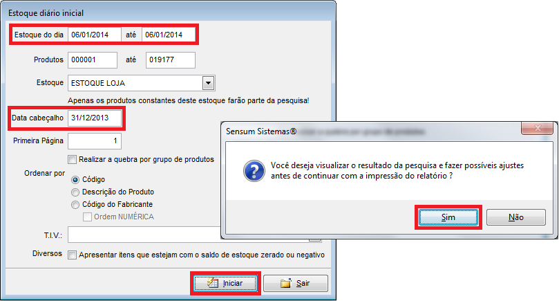 Como consultar a posição do estoque em uma data. Figura 5. Visualizar resultado da pesquisa