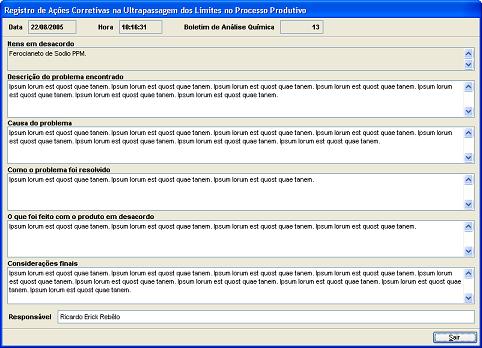 Registro de ações corretivas no processo produtivo. Imagem 1 da fonte.