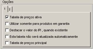 Tabela de Preços. Para iniciar o processo de inclusão de uma nova tabela de preço clique no botão INCLUIR, em caso de alteração clique no botão ALTERAR.