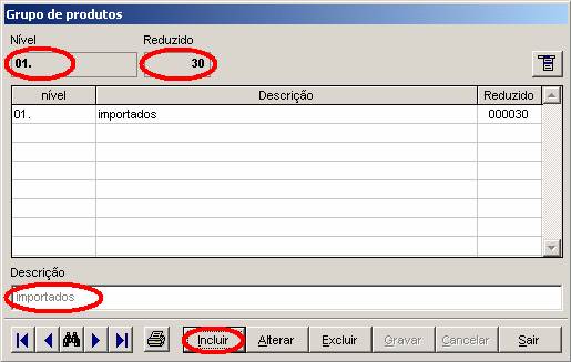 Grupo de Produtos. O sistema apresentará uma janela com as informações de nível, reduzido e descrição do grupo ou subgrupo criado, para criar um novo grupo ou…