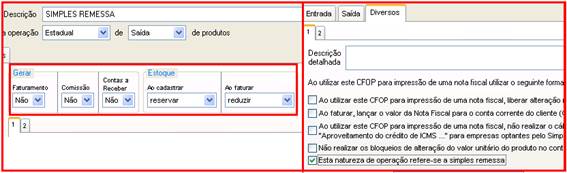 Como fazer o agrupamento de Notas Fiscais (Simples Remessa). Figura 1. Cadastro de CFOP > CFOP de Simples Remessa