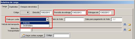 Como funciona o módulo de Cargas. Clique no botão “Incluir” para abrir uma nova carga, coloque a data de emissão e previsão de entrega. No campo “frete por conta” escolher…