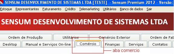 Como cadastrar um NCM. Figura 1. Sensum NXS, aba Comércio