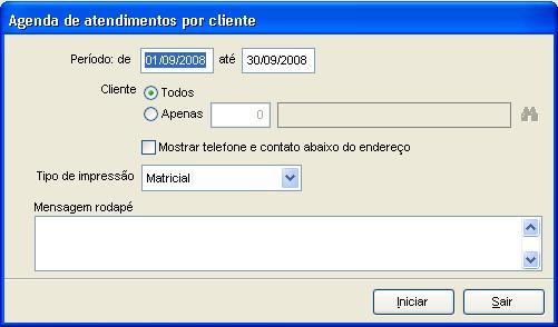 Agenda de Atendimentos por Cliente. Imagem 2 da fonte.