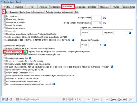 Como cadastrar KIT de produtos. Figura 1. Utilizar composição
