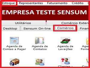 Como cadastrar a forma de compra. Figura 1, Aba Comércio.