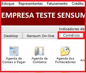 Como cadastrar um novo estoque. Figura 1, Aba Comércio.