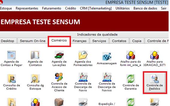Como destacar outras despesas e frete. Figura 1 . Acesso ao Módulo de Controle de Pedidos.