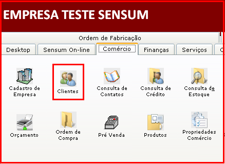 Como incluir registros de consulta ao SPC. Figura 1, Aba Comércio.