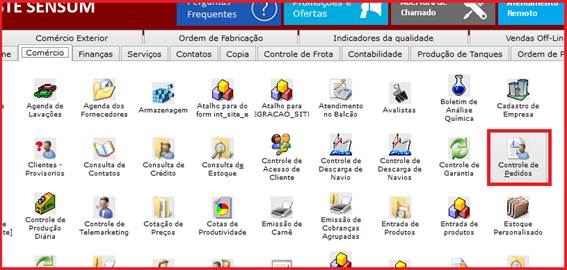 Como reimprimir o DANFE de uma NF-e já emitida. Figura 1, Aba Comércio.