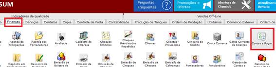 Como incluir múltiplos títulos a pagar. Figura 1, Finanças, Contas a pagar.