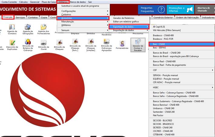 Como gerar um arquivo de remessa do ITAU. Figura 1, Finanças, Utilitários.
