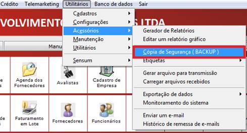 Como fazer uma cópia de segurança do NXS. Figura 1. Acesso ao módulo de Backup