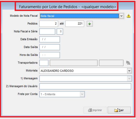 Como realizar faturamento em lote. Figura 2, Faturamento por lote de pedidos.