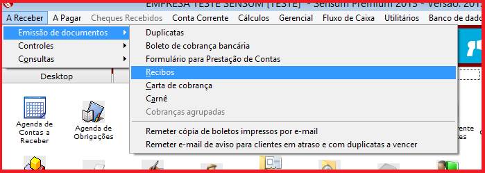 Como emitir um Recibo. Figura 2, Contas a receber.