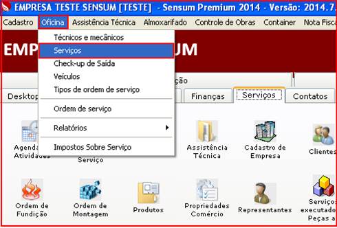 Como classificar um serviço sem incidir imposto. Figura 2. Cadastro de Serviços, Oficina.