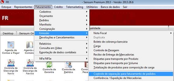Como funciona o módulo de Controle de Separação. Figura 1 - Acesso ao Módulo