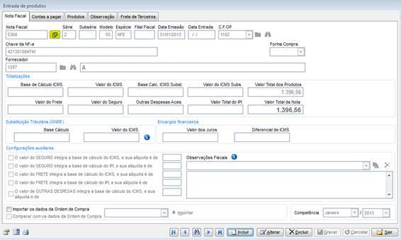 Entrada de Produtos via Arquivos XML. Figura 1 - Entrada de Produtos