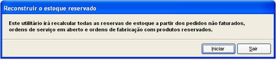 Como reconstruir o Estoque Reservado. Figura 2. Reconstruir o estoque reservado