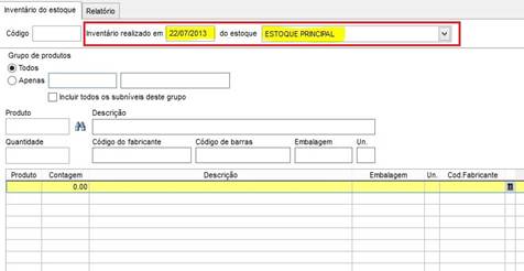 Como fazer um Inventário de Estoque. Figura 2 – Inclusão.