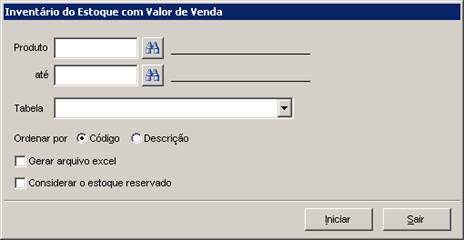 Inventário do Estoque com Valor de Venda. Imagem 1 da fonte.