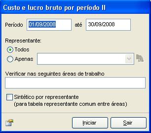 Custo e lucro bruto por período II. Custo e lucro bruto por período II. Área: Comércio / Relatórios / Faturamento.Consulta/campos Custo e Lucro Bruto por Período II Relatório de Faturamento NXS…