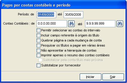 Pagos por Conta Contábil. Pagos por Contas Contábeis e Período Relatório de Finanças – A Pagar