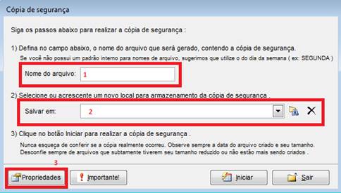 Como fazer uma cópia de segurança do NXS. Figura 2. Tela Backup