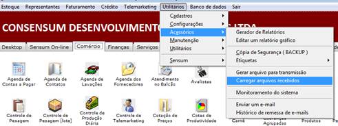 Como funciona o módulo de Transmissão e Recepção de Arquivos. Figura 3. Acesso ao módulo: Carregar arquivos recebidos
