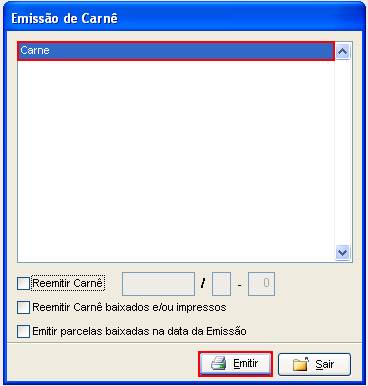 Como emitir um Carnê. Figura 3. Emissão de Carnê
