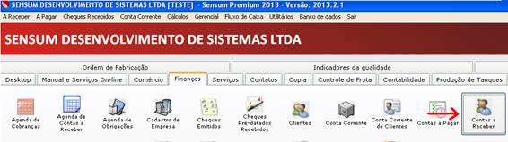 Como conceder desconto a uma Duplicata. Figura 3. Sensum NXS, aba Finanças ? Contas a Receber.