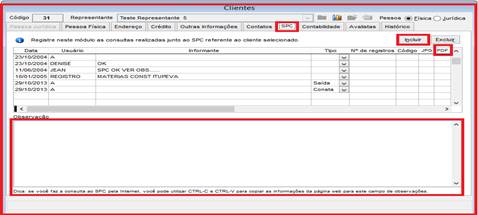 Como incluir registros de consulta ao SPC. Figura 3, SPC.