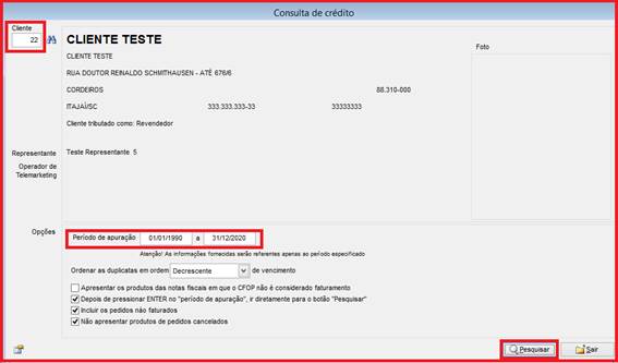 Onde consultar o histórico de compras de um cliente. Figura 3, Consulta de crédito.