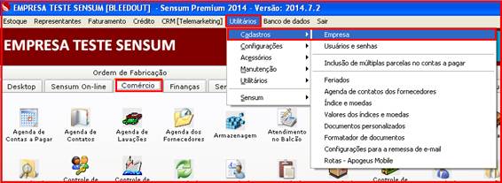 Como atualizar os impostos do simples nacional. Figura 3. Acesso ao cadastro de empresa para atualizar os Impostos do Simples Nacional.