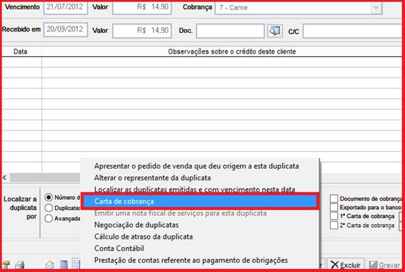 Como emitir uma carta de cobrança. Figura 3, Carta de cobrança.