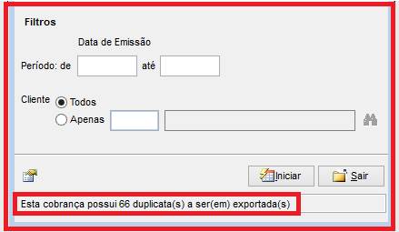 Como gerar um arquivo de remessa do Banco Bradesco. Figura 3, Filtros, nº de duplicatas.