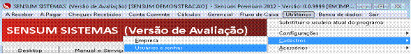 Como realizar uma baixa de duplicata incobrável ou perdida. Figura 3. Usuários e senhas