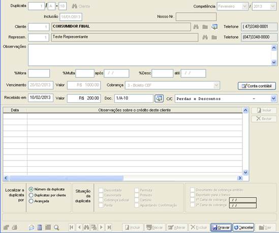 Como conceder desconto a uma Duplicata. Figura 4. Sensum NXS, Contas à receber > Baixa de duplicata