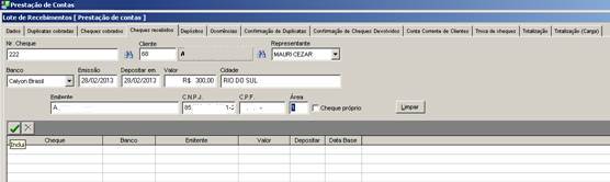 Como reapresentar um Cheque Devolvido. Figura 2. Informar cheques recebidos
