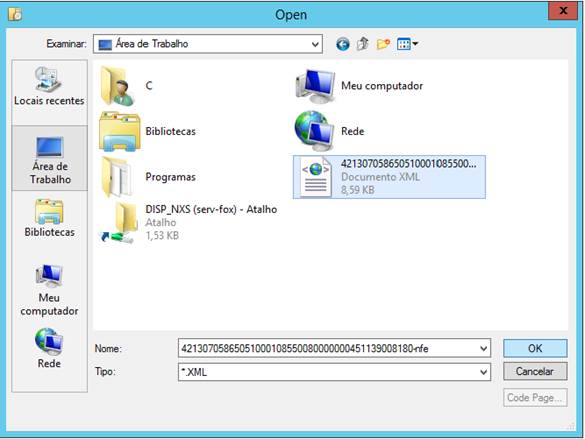Como importar uma nota fiscal XML na entrada de produtos. Figura 2 – Janela Windows