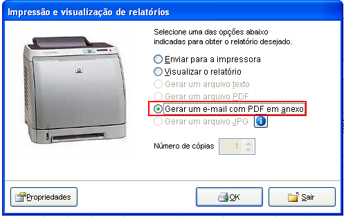 Como enviar um orçamento por e-mail. Figura 3. Impressão e visualização de relatórios e modelos gráficos.
