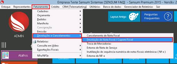 Como fazer uma nota fiscal de devolução do cliente para a empresa. Figura 2. Devolução de Nota Fiscal/Cupom Fiscal