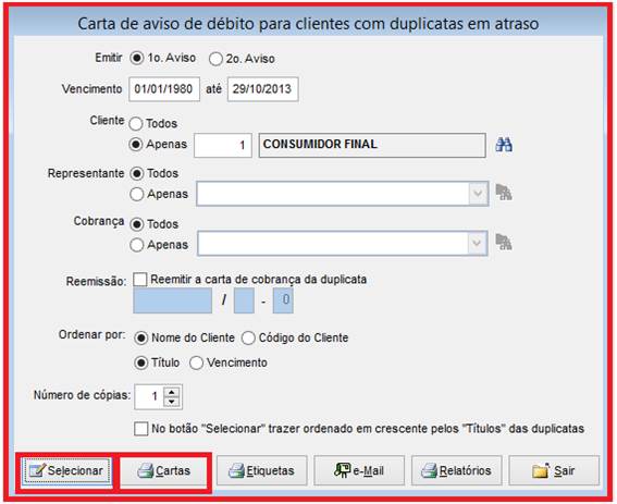 Como emitir uma carta de cobrança. Figura 4, Carta de aviso de débito para clientes.