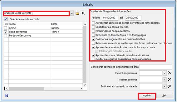 Como gerar relatório de extratos no conta corrente. Figura 4, Extrato.