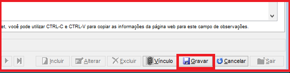 Como incluir registros de consulta ao SPC. Figura 4, Gravar informações SPC.