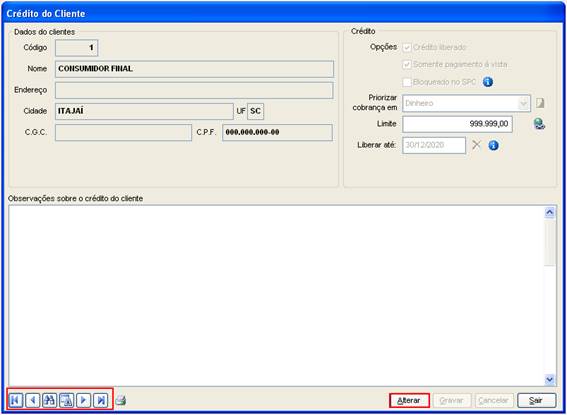 Como funciona o Bloqueio e Liberação de Crédito. Figura 3. Crédito do Cliente
