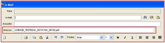 Como enviar um orçamento por e-mail. Figura 4. Envio de e-mail.
