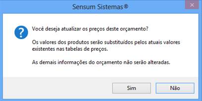 Como funciona o módulo de Orçamento. Figura 6 - Atualiza Preços