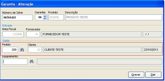 Como funciona o módulo de Controle de Garantia. Figura 6. Alteração de Garantia.